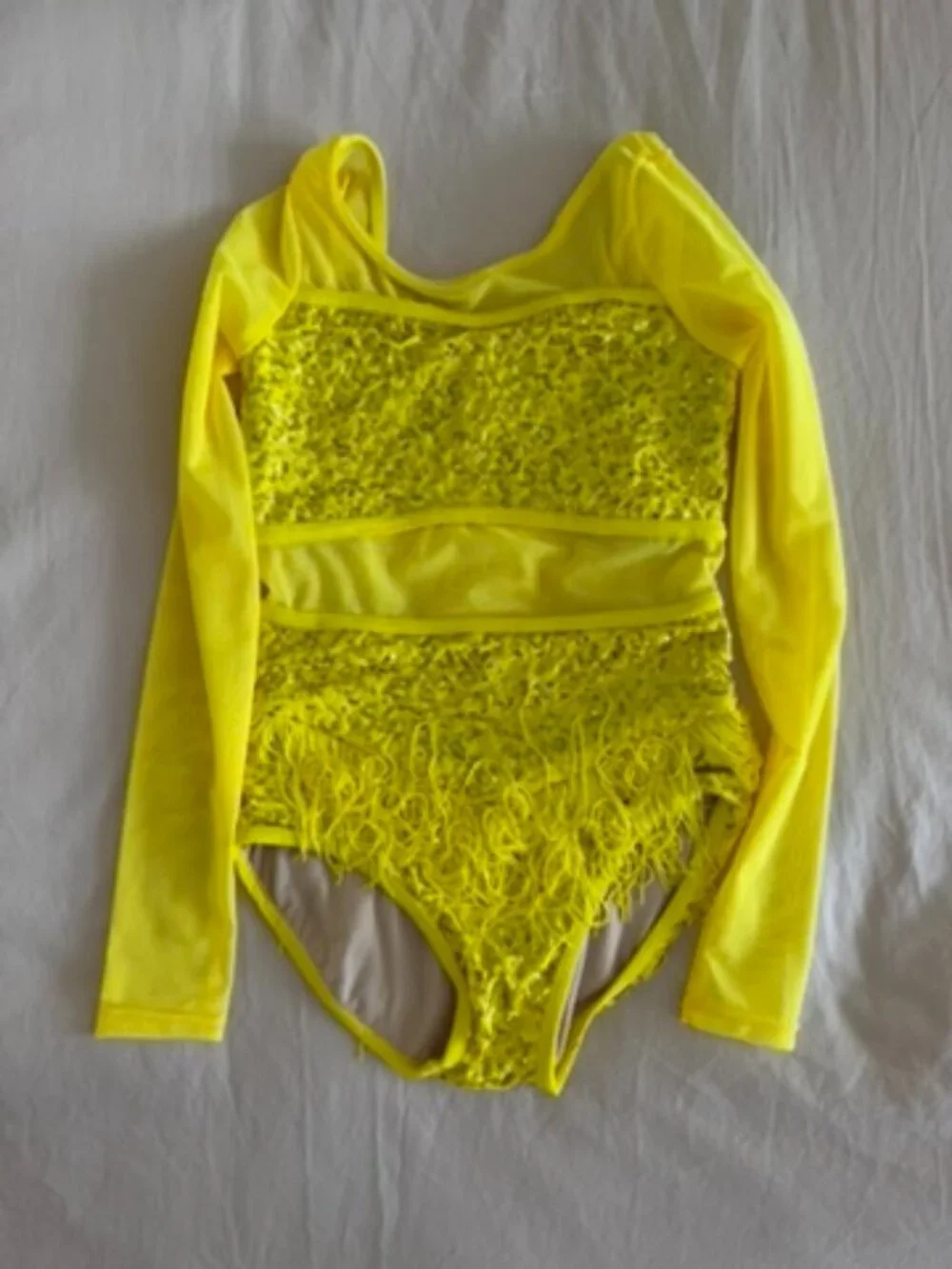 Weissman Yellow Lace Long Sleeve Dance Costume Leotard Size MC Style SQ13193